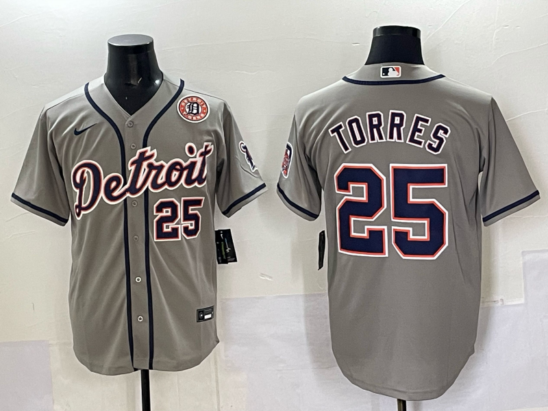 Men 2025 Detroit Tigers #25 Torres grey Game Nike MLB Jersey 007->chicago cubs->MLB Jersey